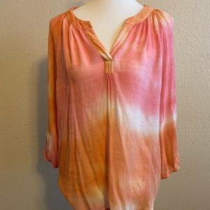 Ivanka Trump Pink Orange Tie Dye Blouse